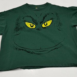 Dr. Seuss The Grinch Face Solid Green  Graphic T-Shirt Men's XXL